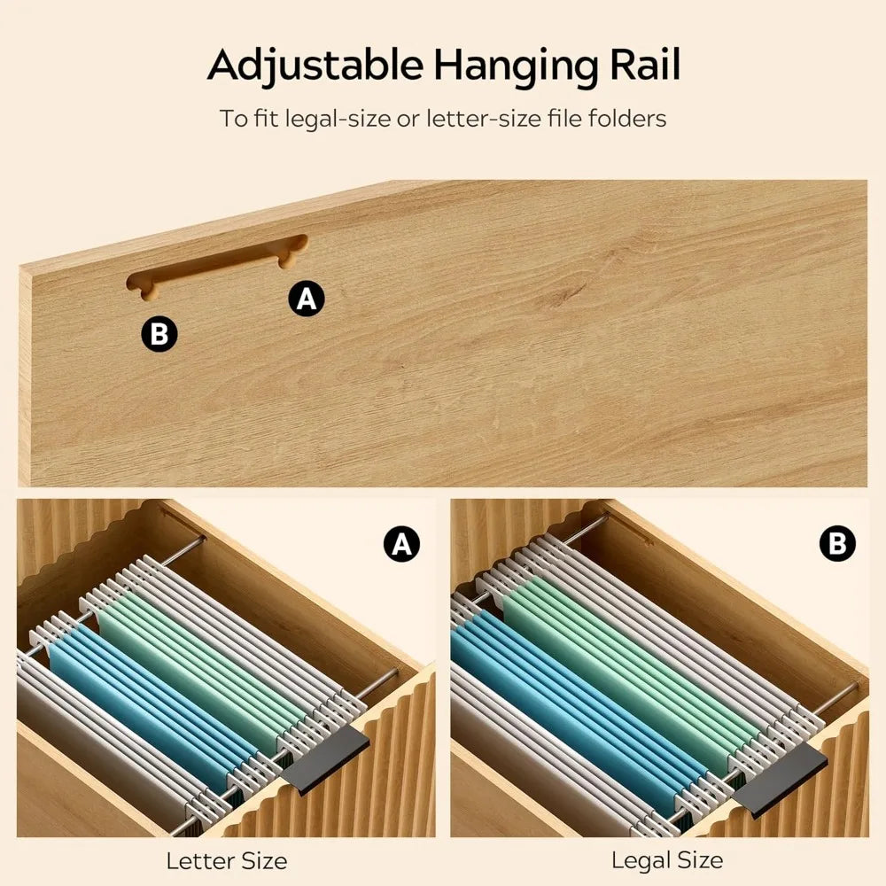 DAFIFY Fluted Executive Desk With File Drawer