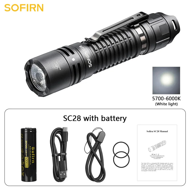 Sofirn SC28 XHP50B HD LED Rechargeable Flashlight Portable