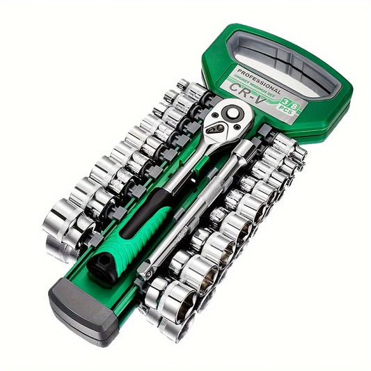 24Tooth Drive Socket Set1/4"-3/8"-1/2"Ratchet Socket Wrench Set Compact Sockets Set for Car Repair Mechanic Tool for Auto Repair