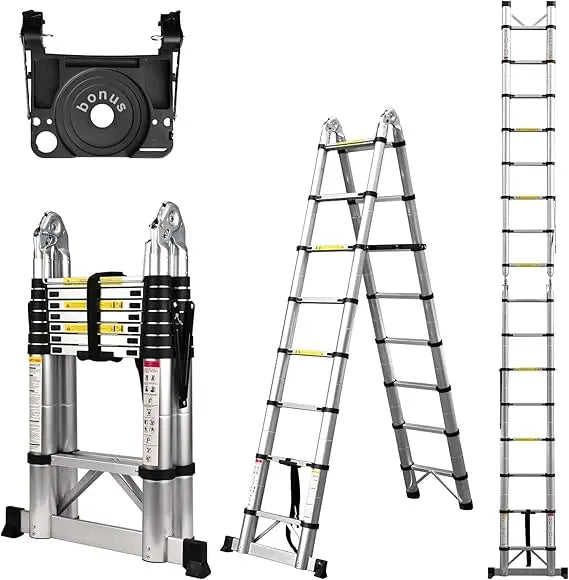 Telescoping A Frame Aluminum Ladder For Outdoor Use