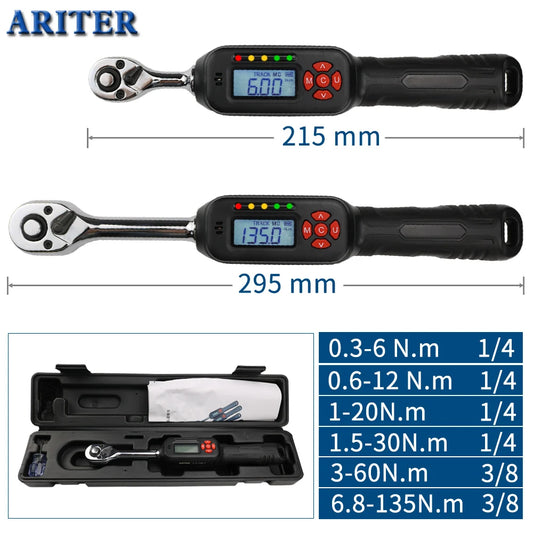 ARITER Mini Digital Torque Wrench 1/4‘’ 3/8‘’ Professional Adjustable Bike Car Repair Torque Wrench Hand Tools