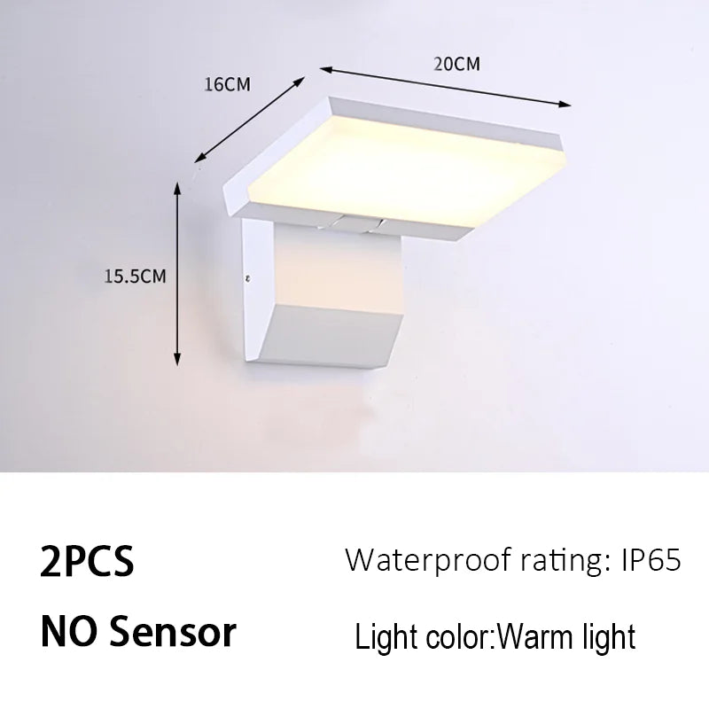 RTONTR Outdoor LED Wall Lamp IP65 Sensor Courtyard Garden