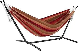 Double Sunbrella Hammock with Space Saving Steel Stand, 450 lb Capacity - Premium Carry Bag Included (Token Surfside)