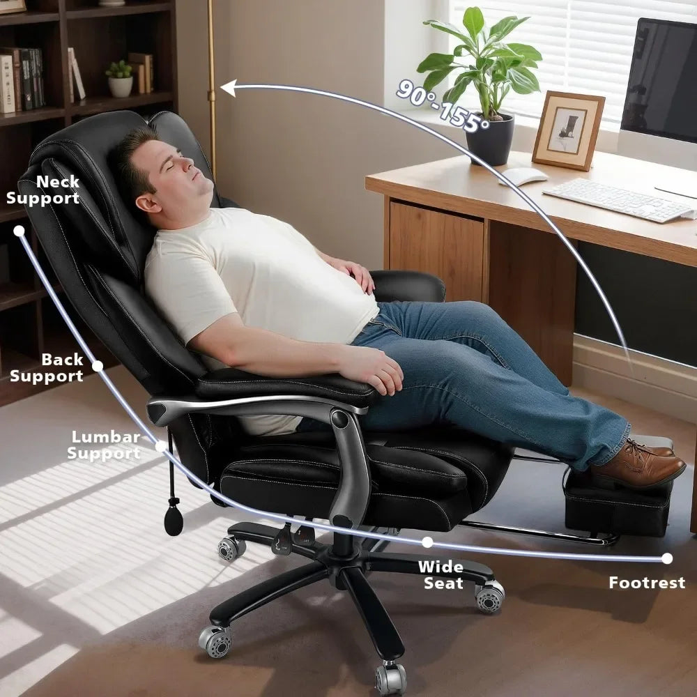 HUANZHUANG Heavy Duty Office Chair With Footrest Lumbar
