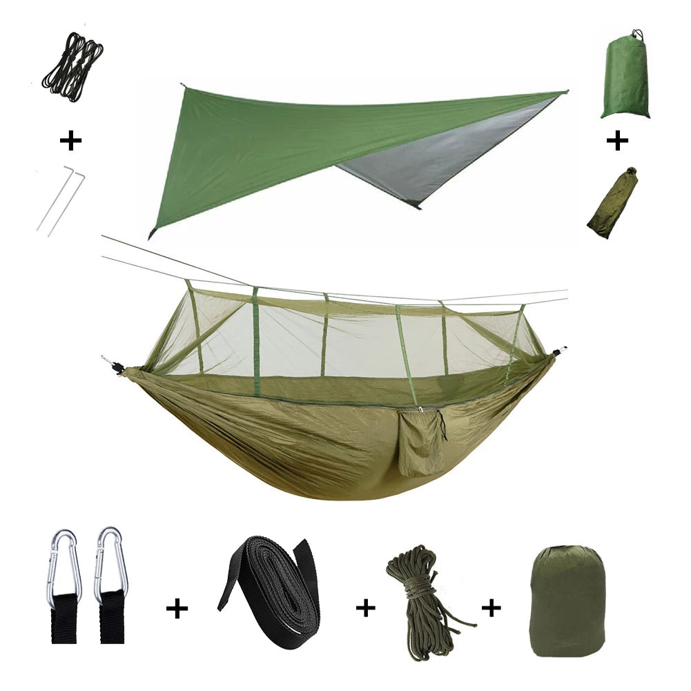 Anti Outdoor Camping Hammock With Mosquito Net And Rain Tent Equipment Shelters Camp Bed Survival Portable Hammock