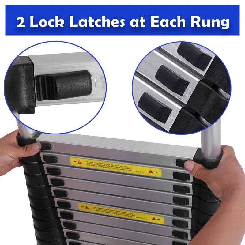 QIMU Aluminum Extension Folding Loft Ladder With Detachable Hooks