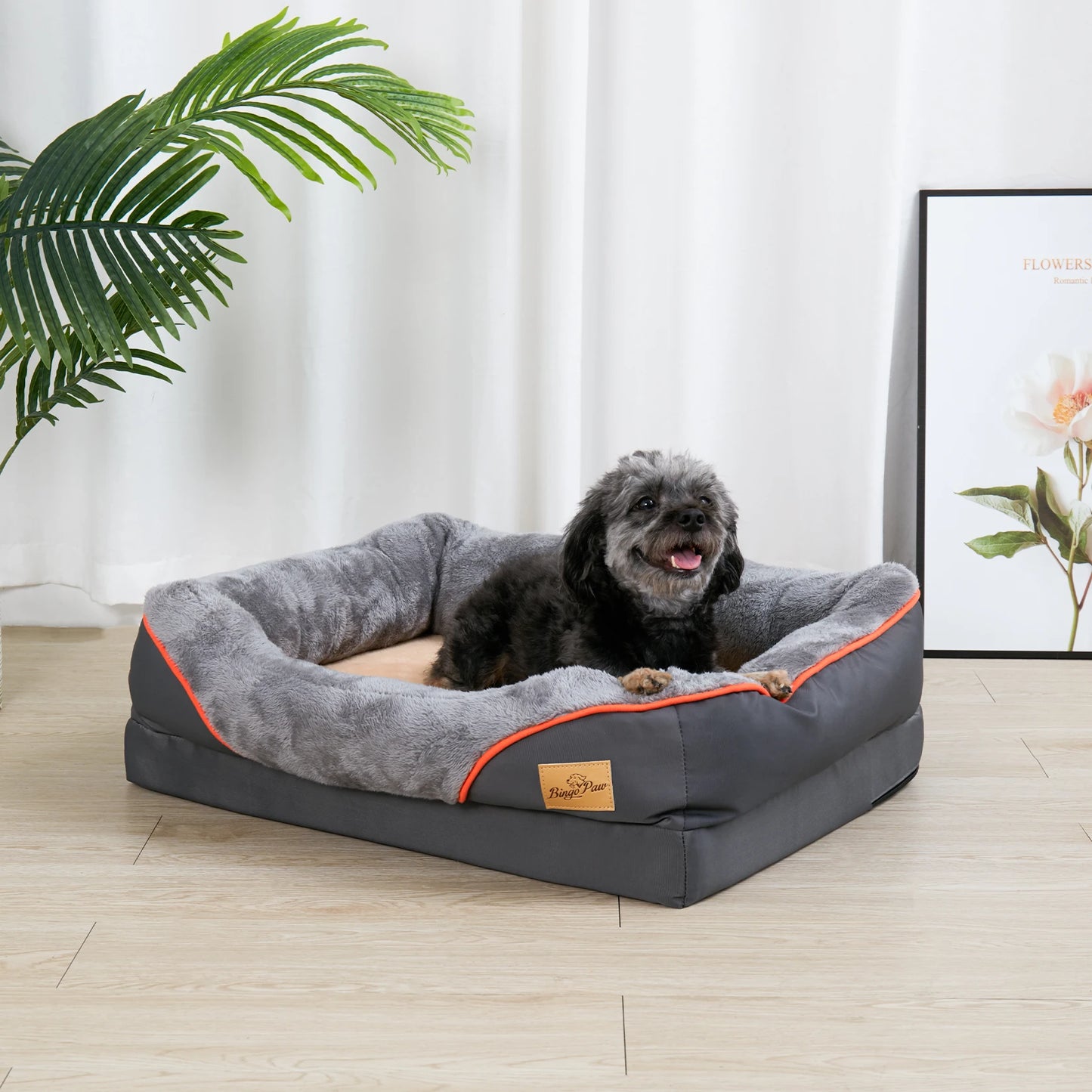 BINGOPAWCN Orthopedic Foam Dog Bed With Removable Cover