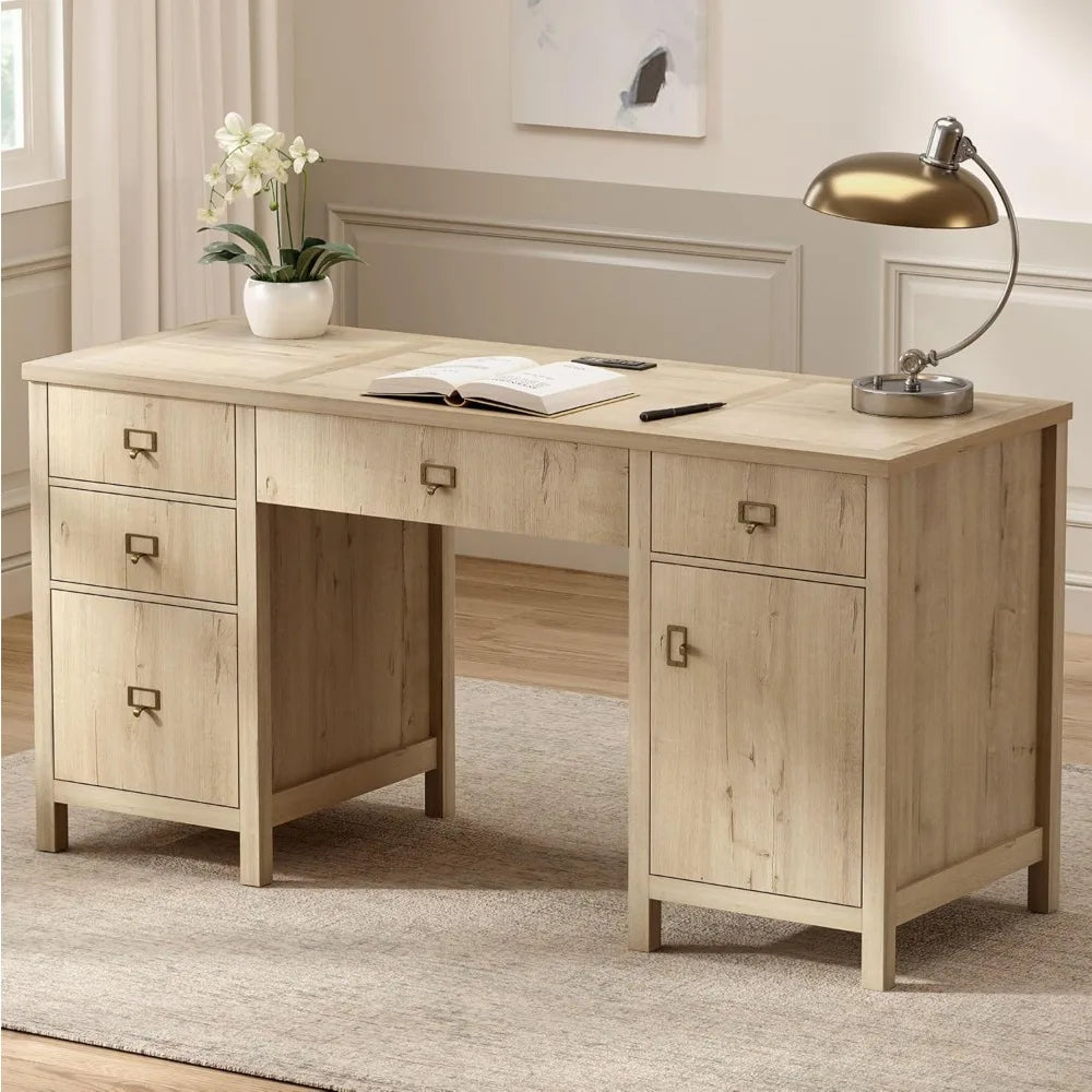 HUANZHUANG Modern Executive Desk With File Drawers And Charging
