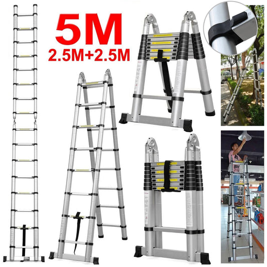 16.5FT Multi-Purpose Telescopic Aluminium Ladder 150kg Capacity