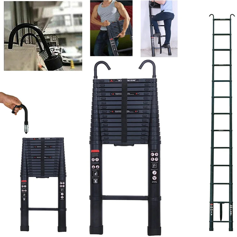 DayPlus Aluminum Telescopic Ladder With Hooks For Roof