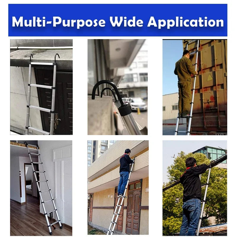 QIMU Aluminum Extension Folding Loft Ladder With Detachable Hooks