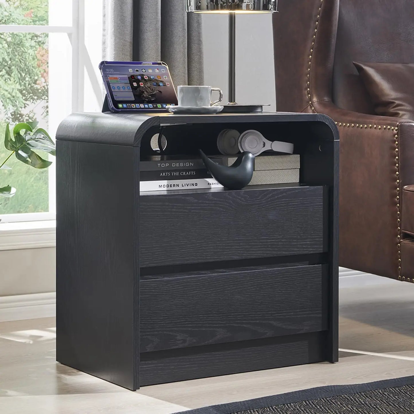 GYROOR Nightstand With Charging Station And Drawers