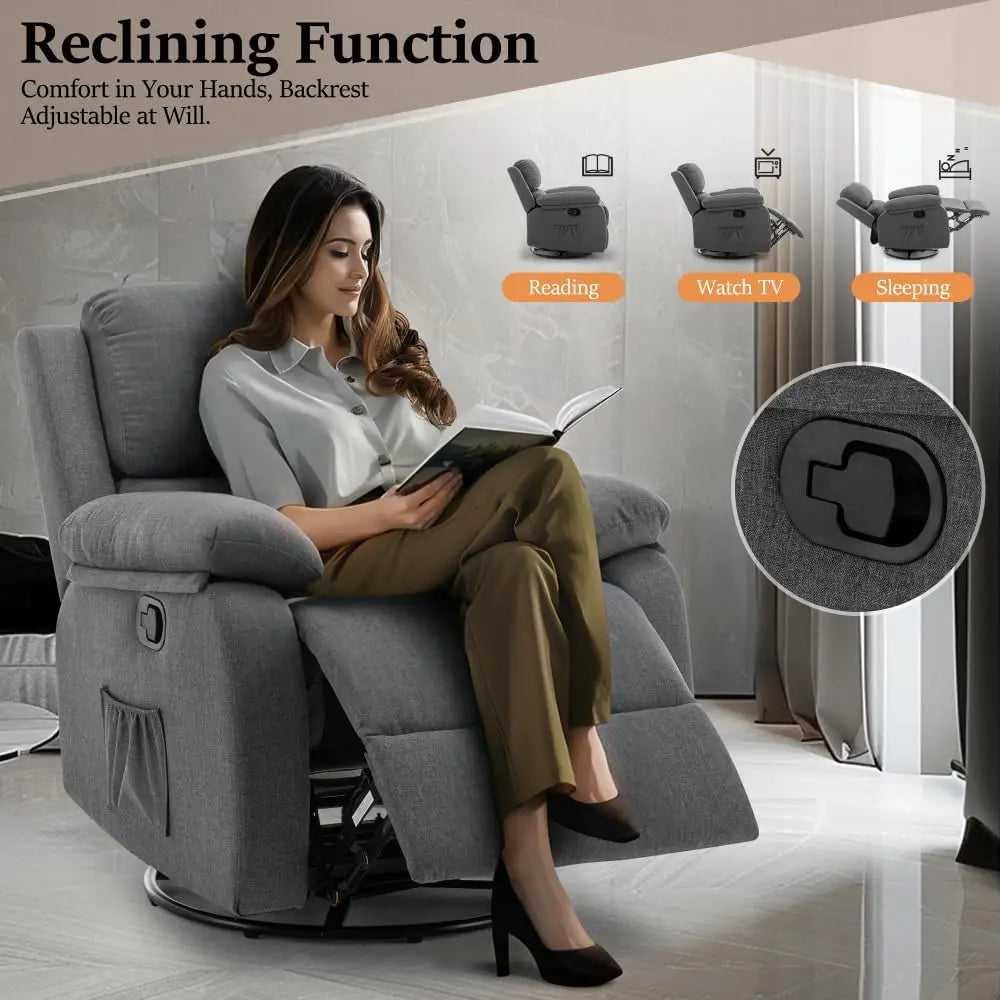 Recliner Chair, 360 Swivel Rocker Chair for Adults, Nursery