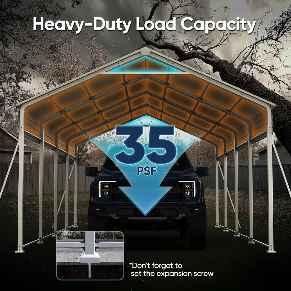 Heavy Duty Vertical Roof Metal Carport All Weather Shelter