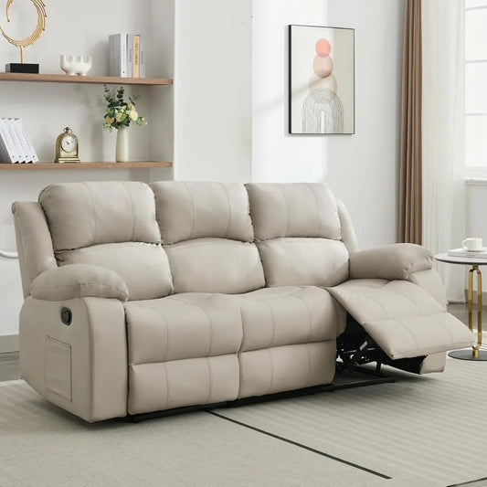 Reclining Loveseat Sofa Leather Recliner Sofa 3 Seater Couch for Living Room, Home Theater Seating