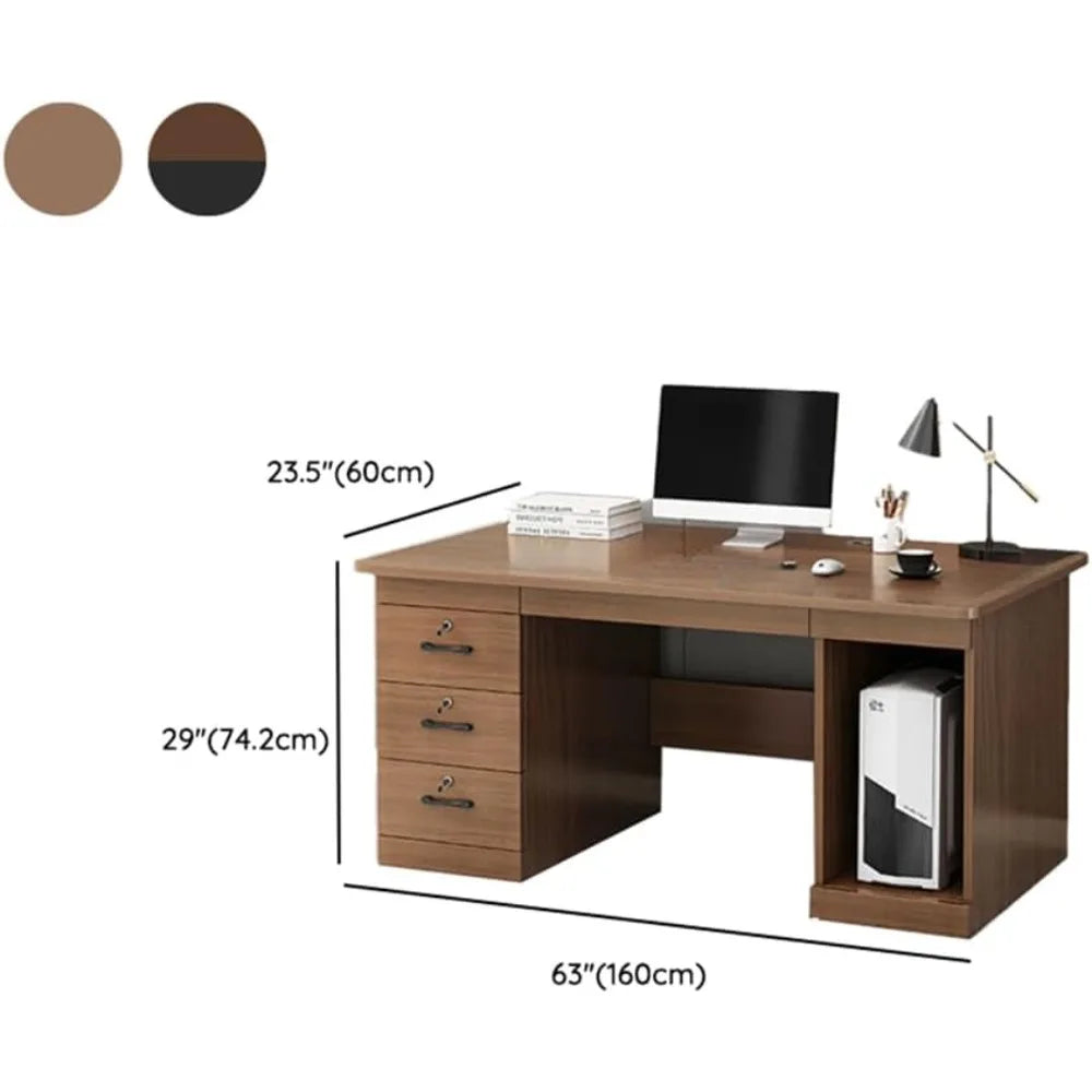 ZHUOTING Office Computer Desk With Locking Drawers Cord Management