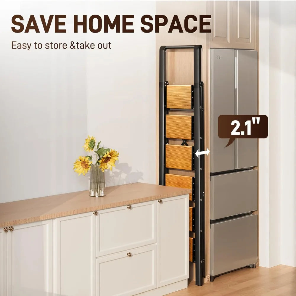 Aluminum Folding Step Ladder With Anti Slip Wide Pedals