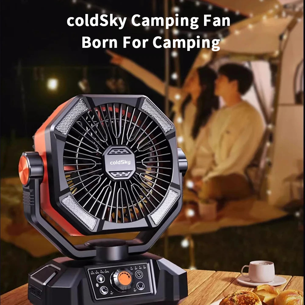 ColdSky Camping Fan with 20000mAh Battery and LED Lanterns