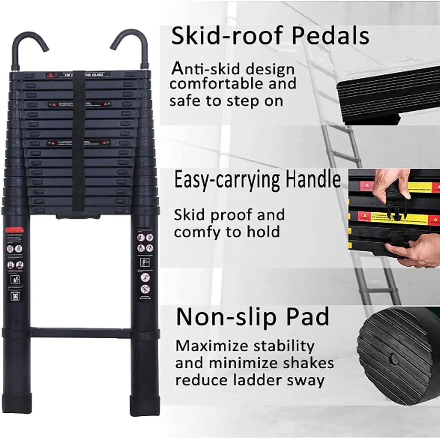 DayPlus Aluminum Telescopic Ladder With Hooks For Roof