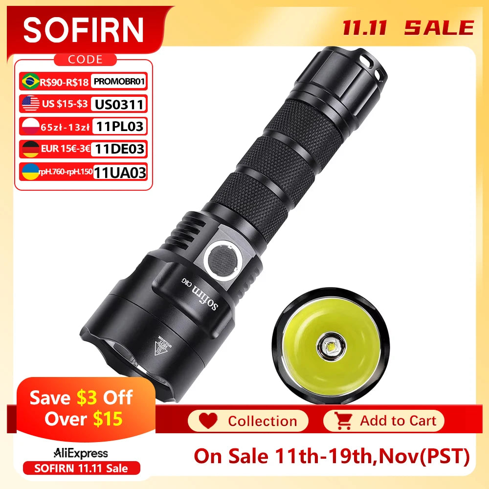 Sofirn C8G Powerful LED Flashlight 21700 SST40 Rechargeable