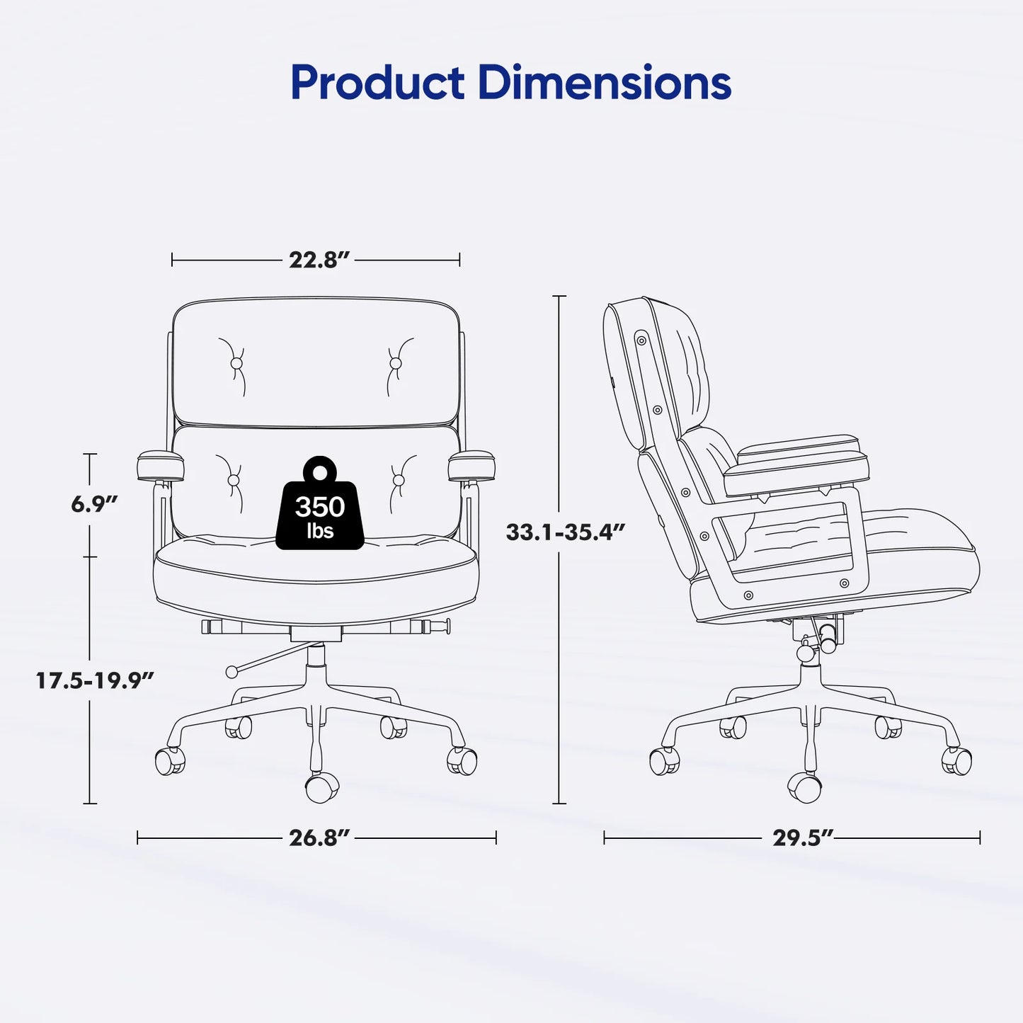 Furgle Genuine Leather Office Chair With Aluminum Arms