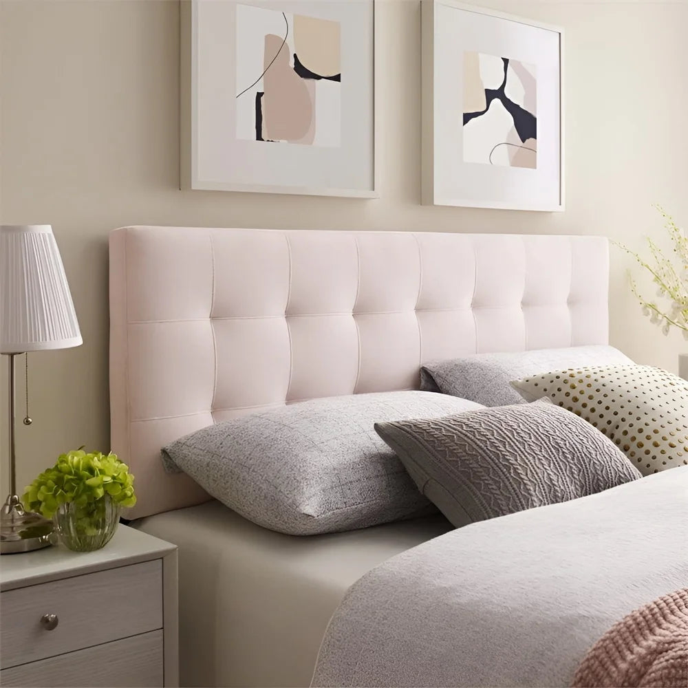 Lily Biscuit Tufted Velvet Headboard Full Adjustable Height Padded Upholstered Stain Resistant Bedroom Guest Room Essential