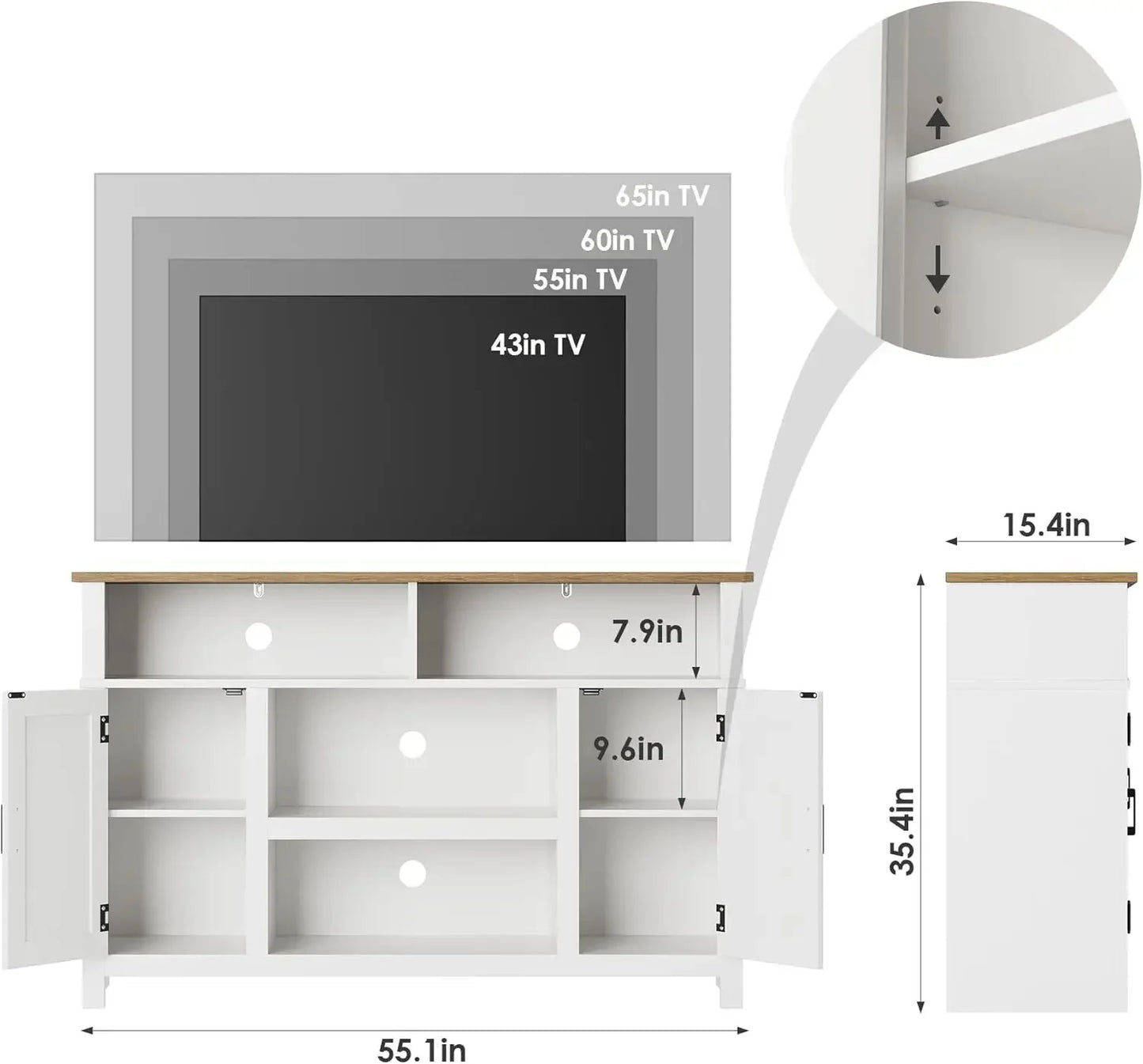 Barn Door TV Stand for TVs Up to 65", Modern Farmhouse Wood Entertainment Center, Media Console Table with Storage Cabinet