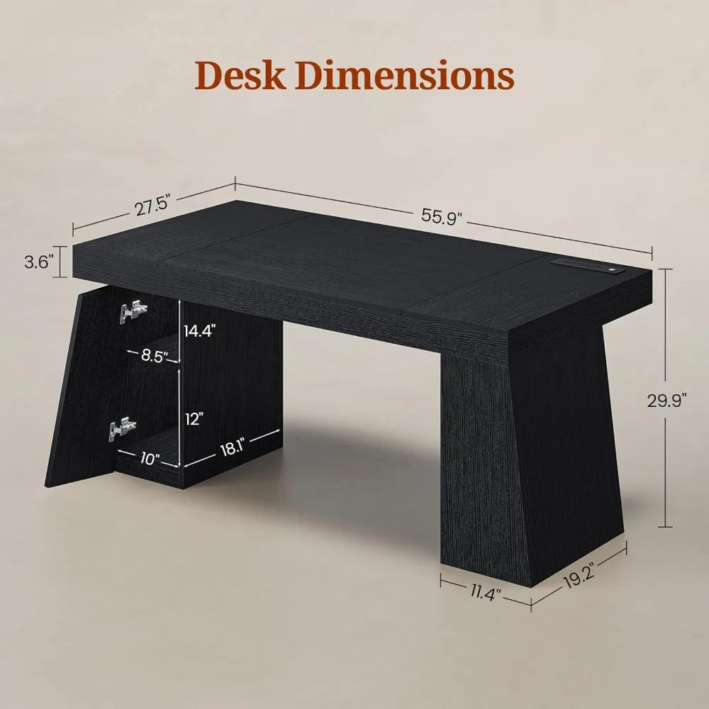 YQXH Modern Executive Desk With Power Outlets And Storage