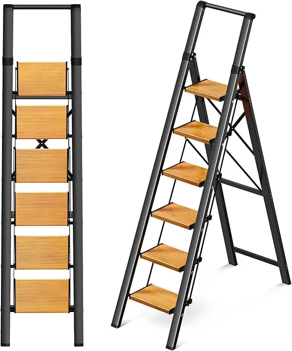 Aluminum Folding Step Ladder With Anti Slip Wide Pedals