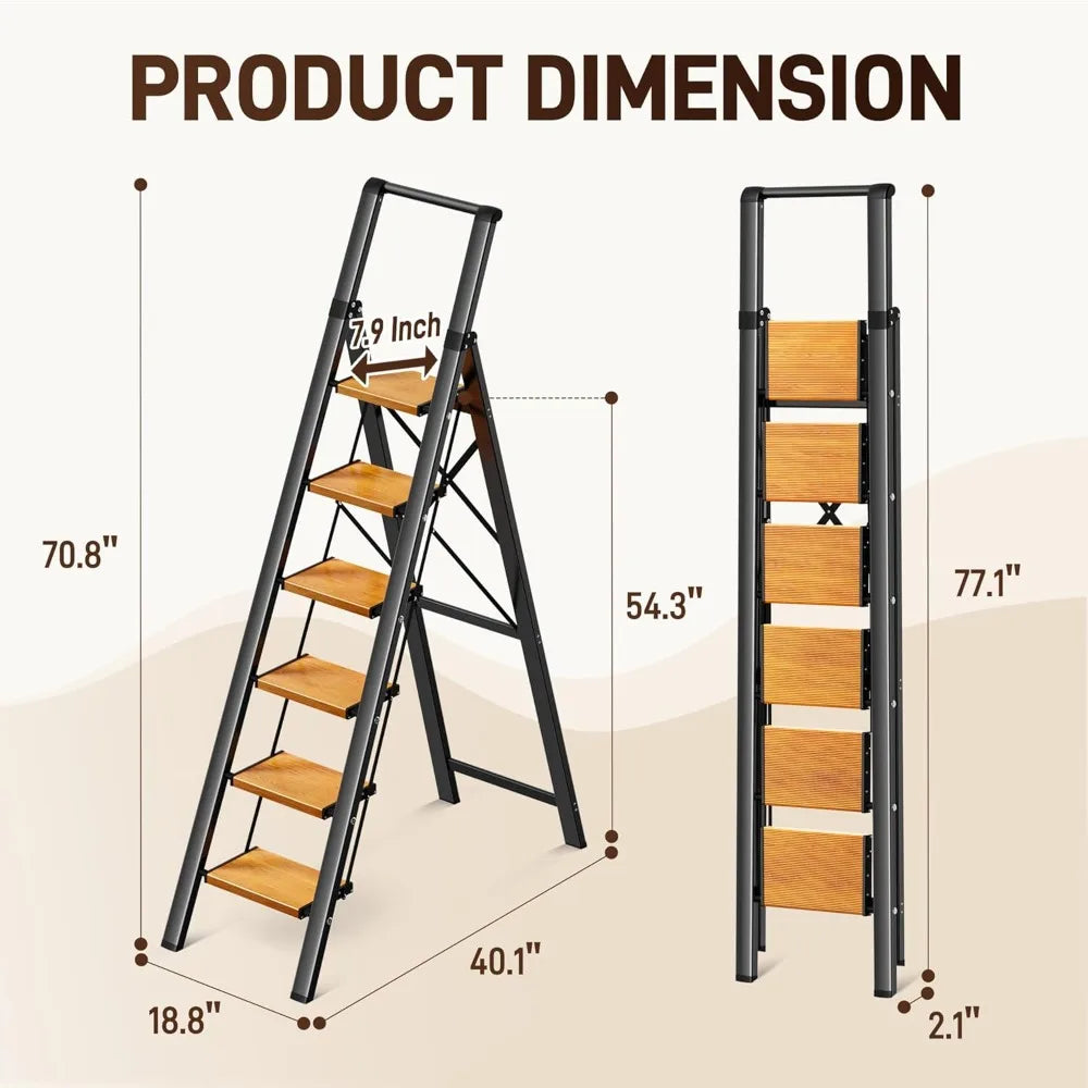 Aluminum Folding Step Ladder With Anti Slip Wide Pedals