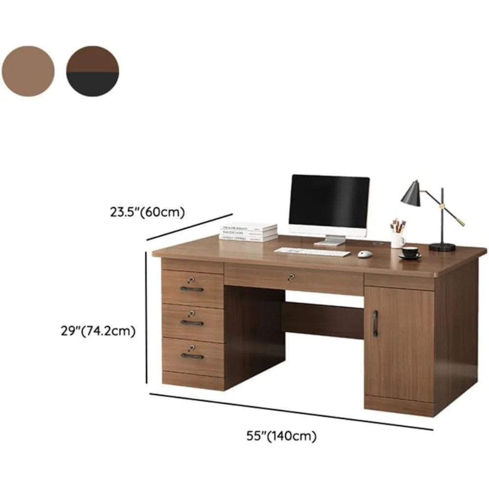 ZHUOTING Office Computer Desk With Locking Drawers Cord Management