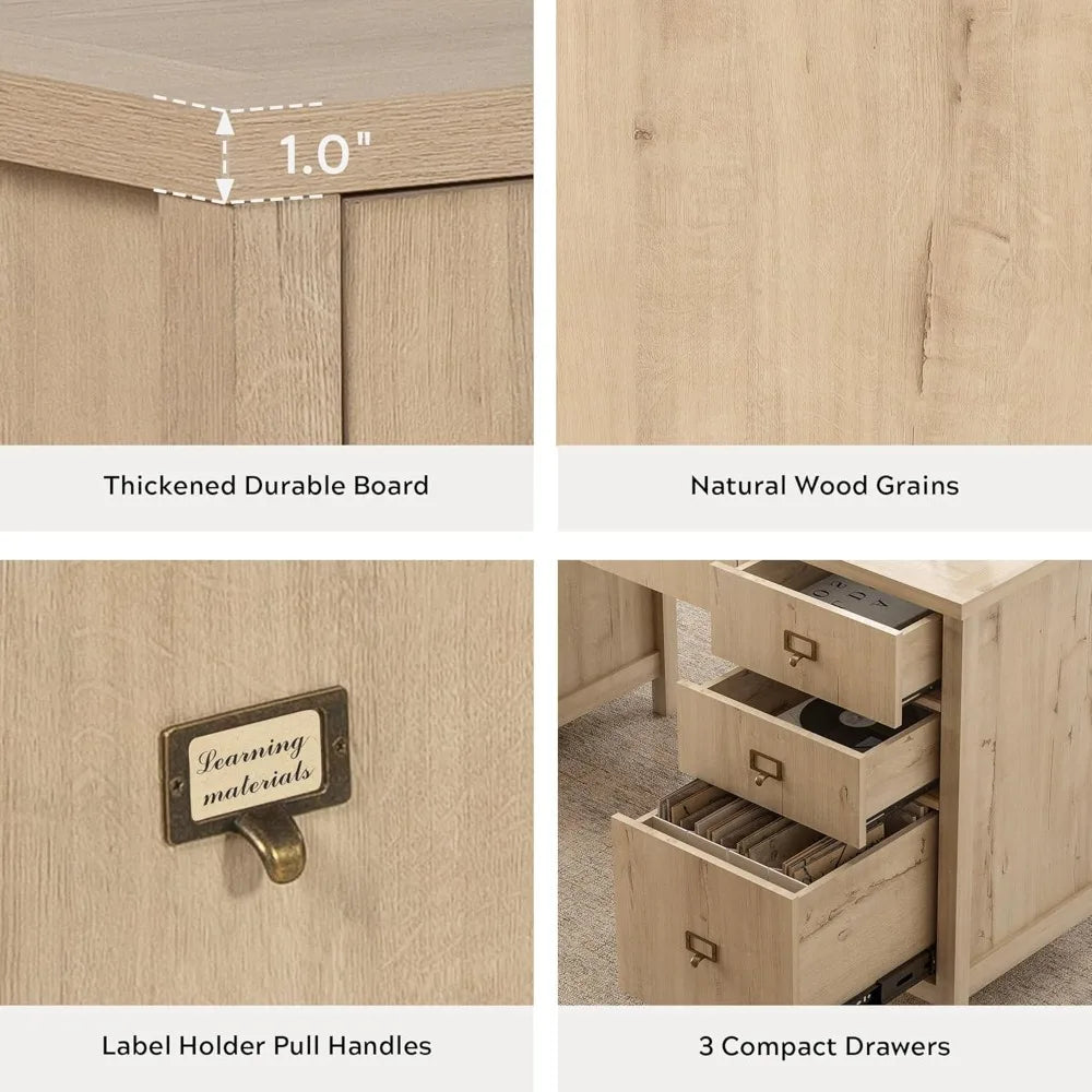 HUANZHUANG Modern Executive Desk With File Drawers And Charging