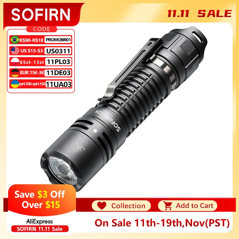 Sofirn SC28 XHP50B HD LED Rechargeable Flashlight Portable