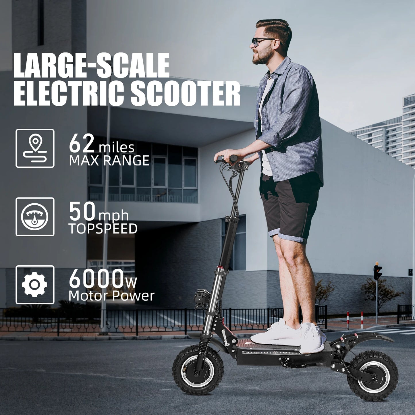 6000W High Power Foldable Electric Scooter 60V 38Ah