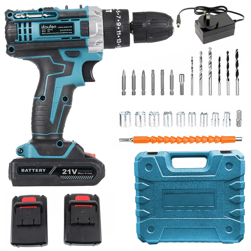 Hign-concerned 21V Multifunctional Rechargeable Impact Drill Kit