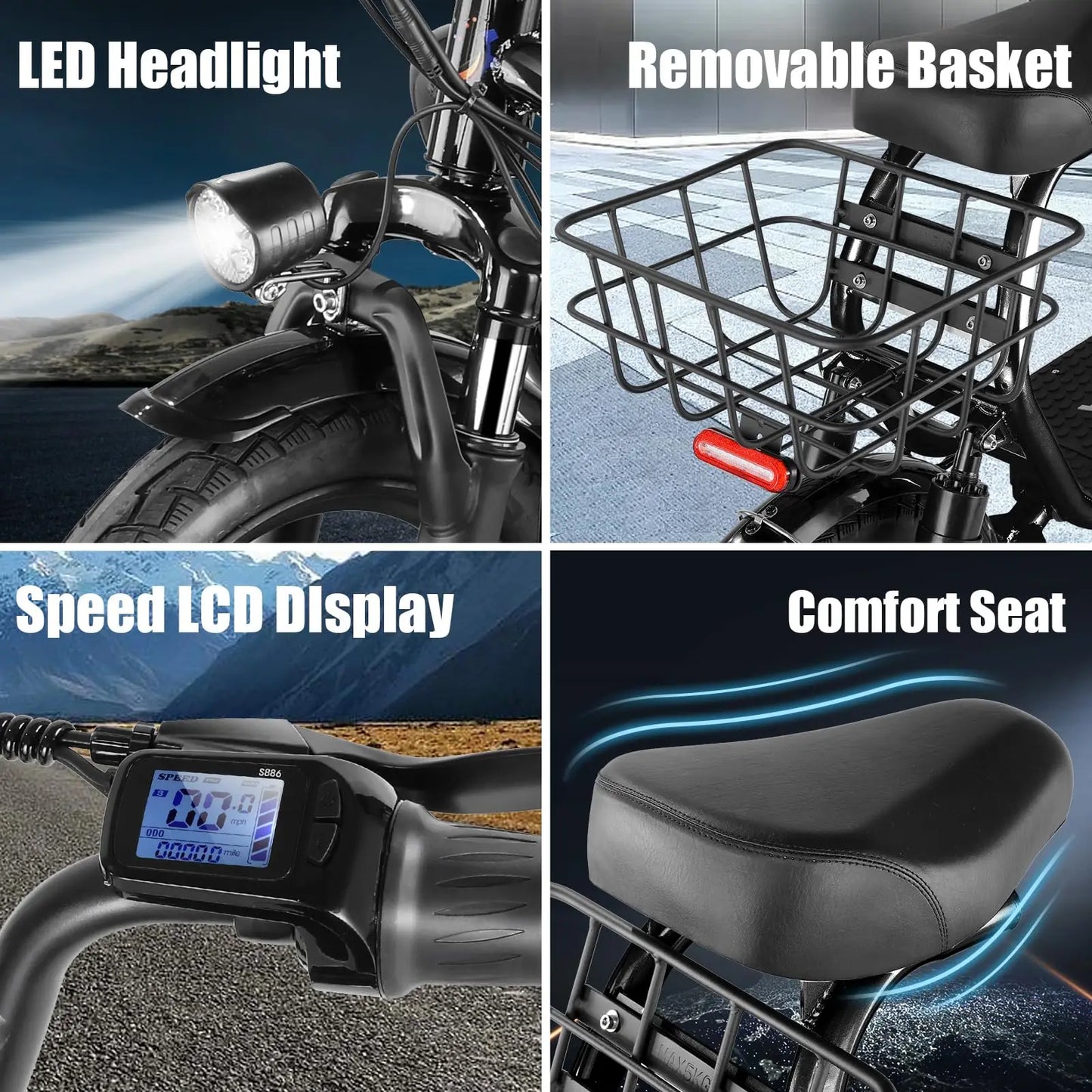 Caroma P5 750W Electric Scooter With Seat Fat Tires