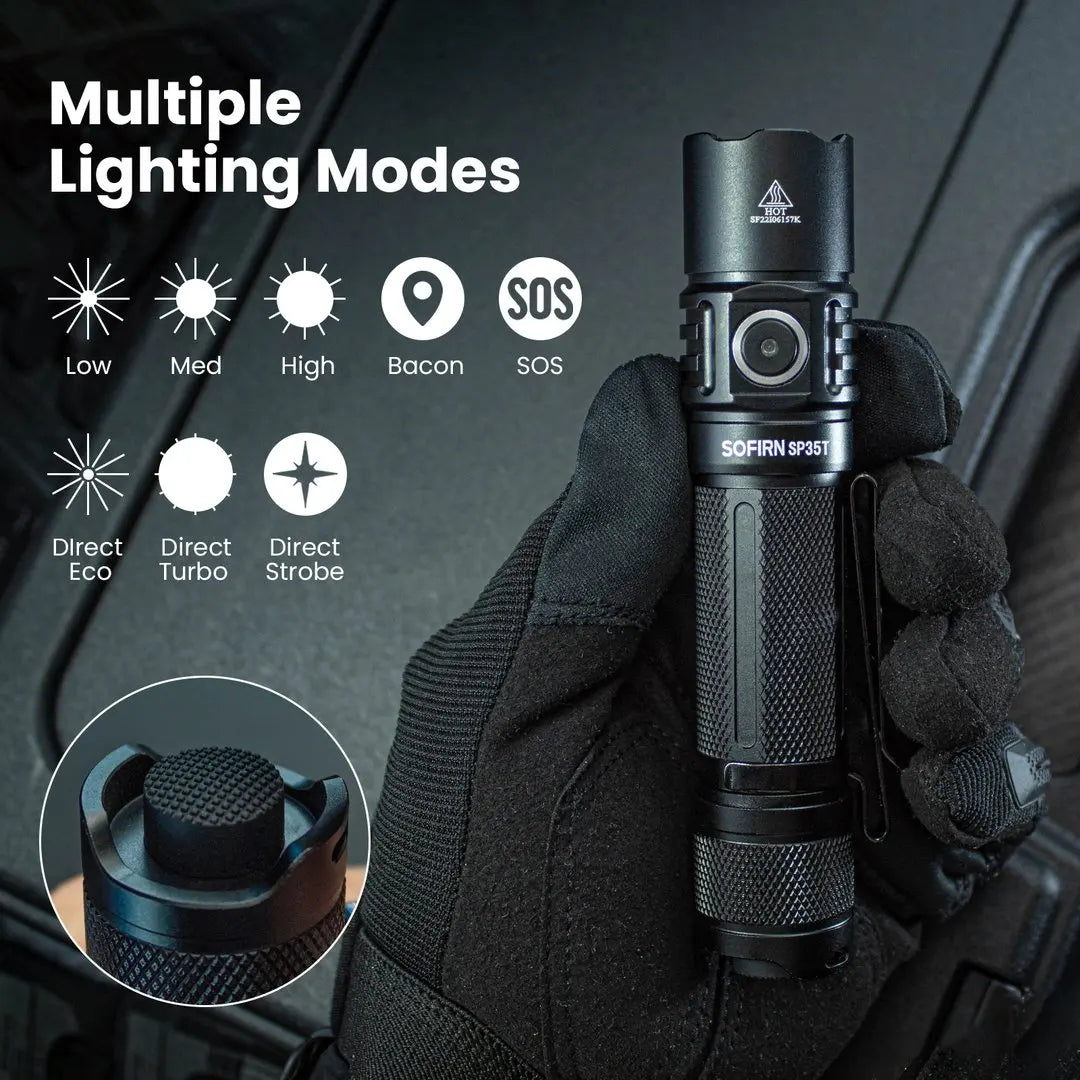 Sofirn SP35T 3800lm Tactical Flashlight USB C Rechargeable Torch