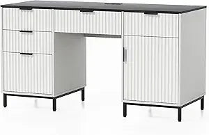 DAFIFY Fluted Executive Desk With File Drawer