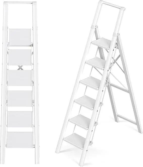 Aluminum Step Ladder Folding With Handrail Lightweight Six Steps