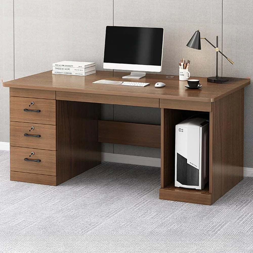 ZHUOTING Office Computer Desk With Locking Drawers Cord Management
