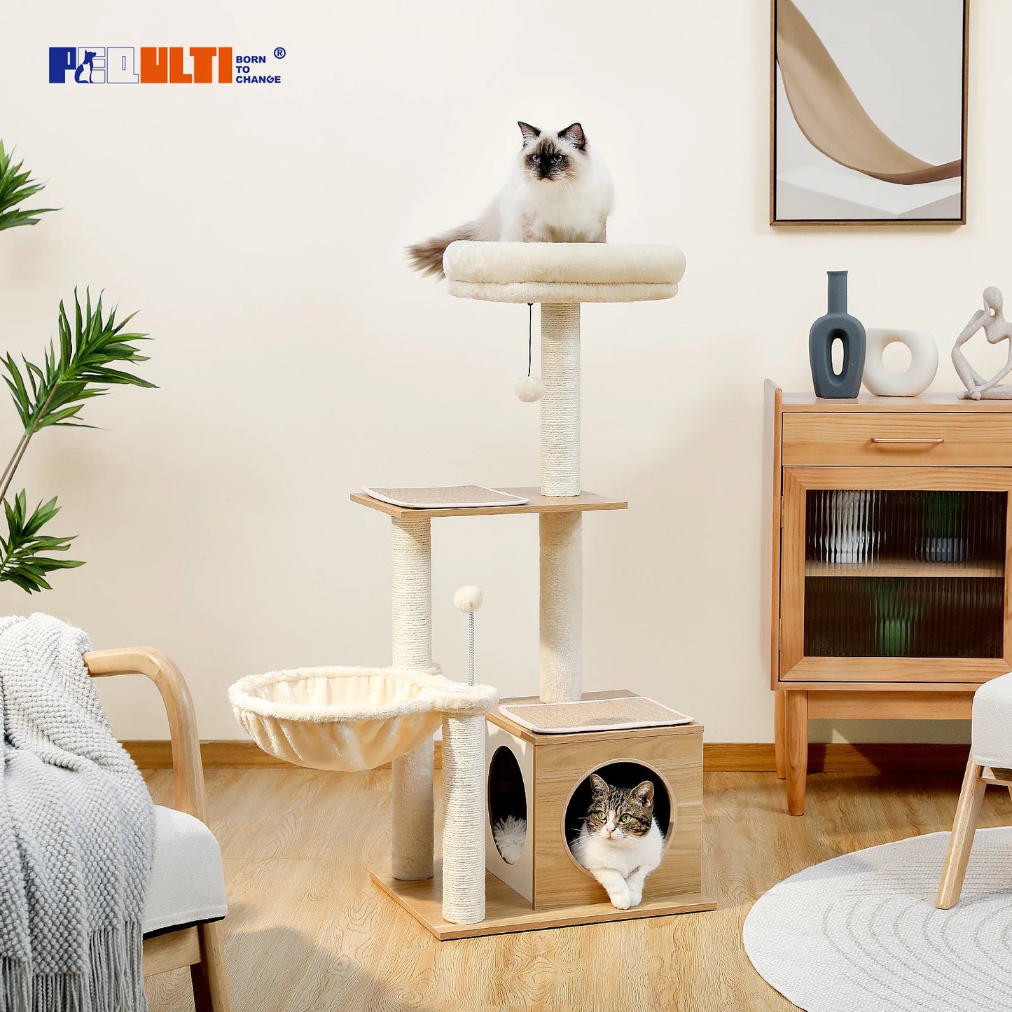 PAWZ Road Multi-Level Wood Cat Tree
