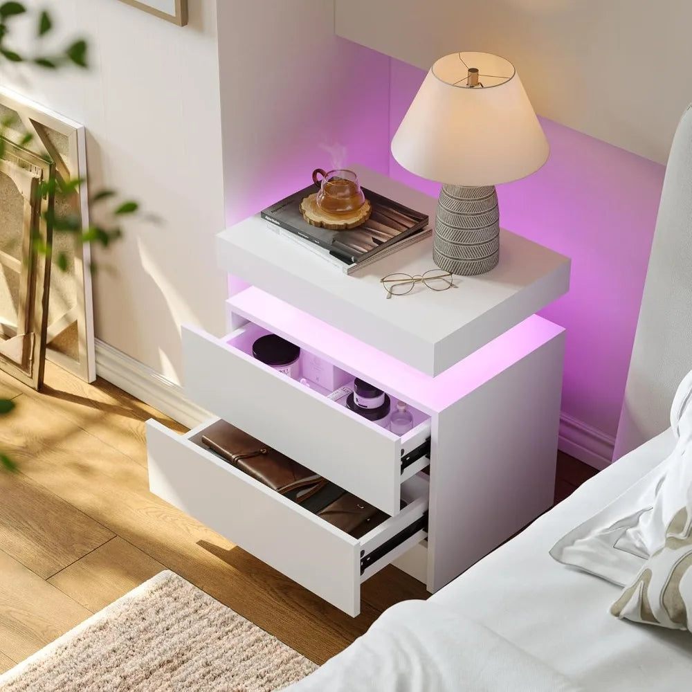 ANGDUO Modern Nightstand With 2 Wood Drawers For Bedroom