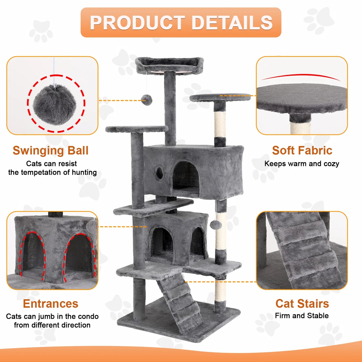 High-concerned Cat Tree Tower With Sisal Scratching Posts