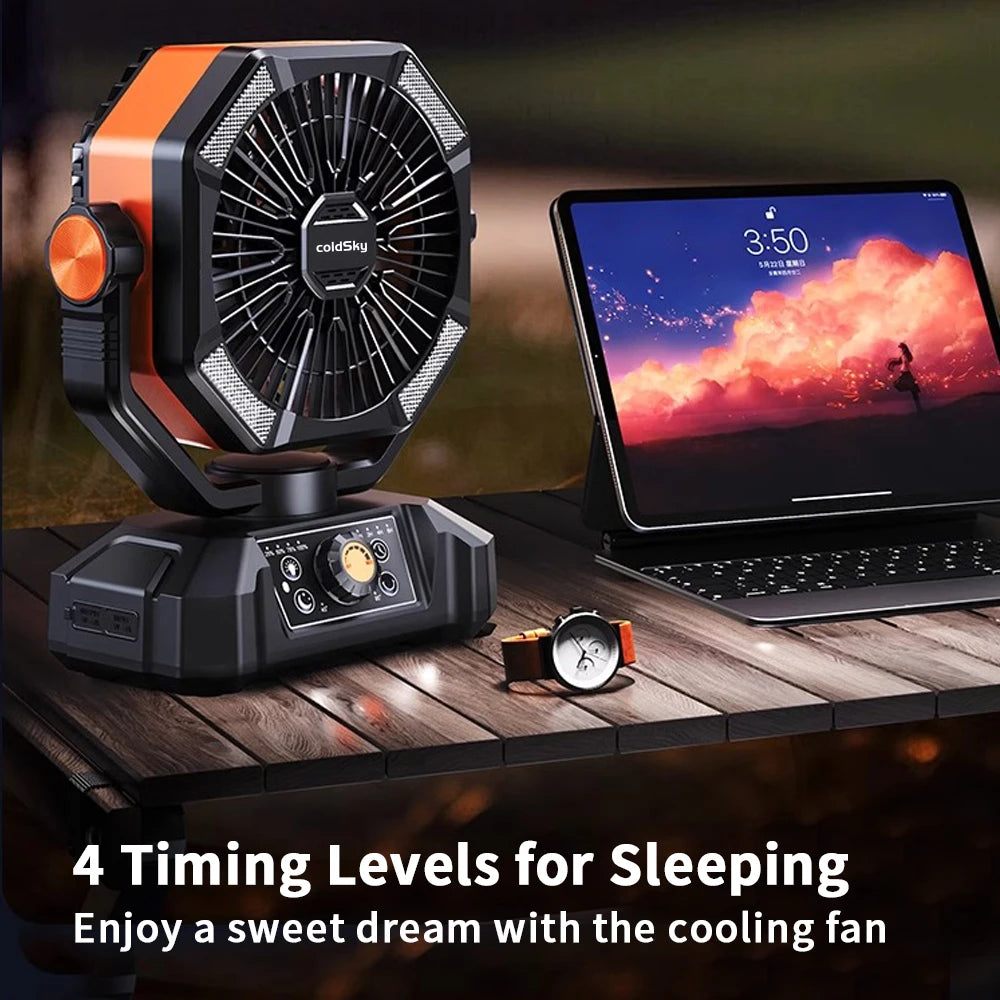 ColdSky Camping Fan with 20000mAh Battery and LED Lanterns