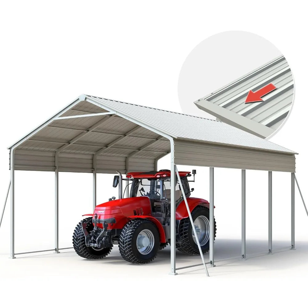 Heavy Duty Vertical Roof Metal Carport All Weather Shelter