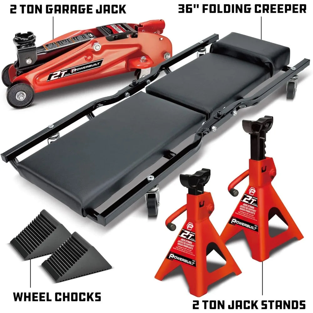 Color Vehicle Lift Kit Jack Stands Folding Creeper Ramp