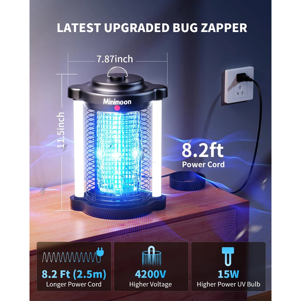 Minimoon Dual LED Bug Zapper Outdoor 4200V Fly Trap