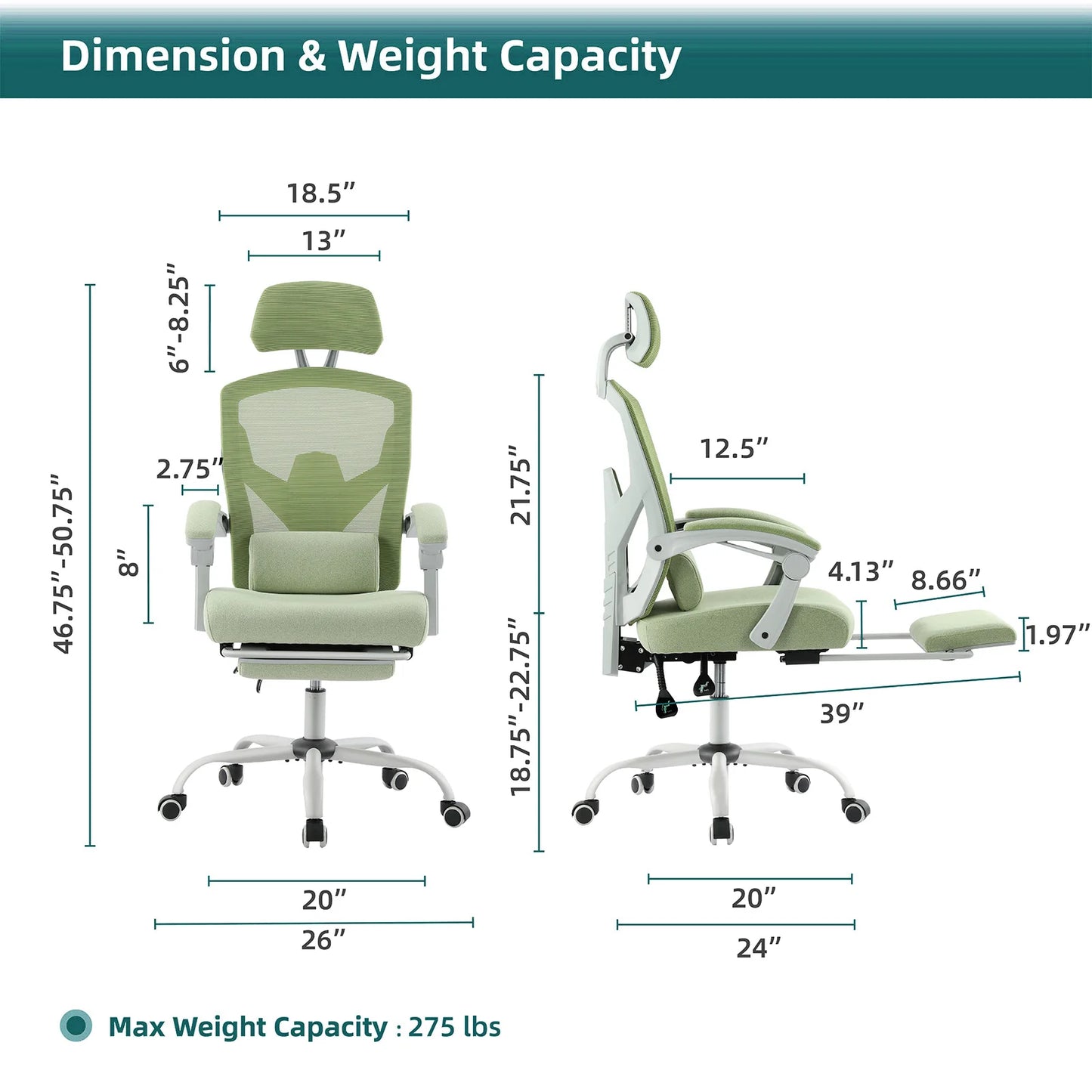 JHK Ergonomic Reclining High Back  Ergonomic Reclining Computer Chair