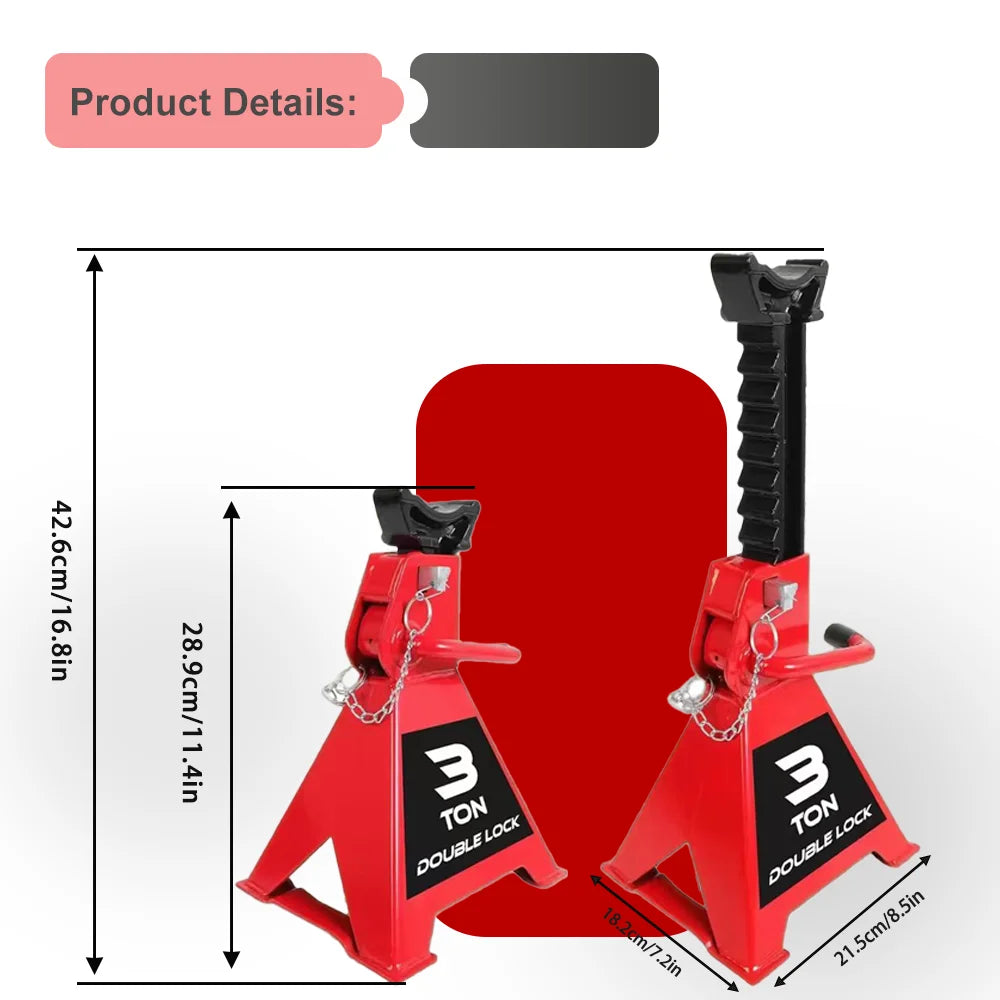 Hign-concerned 3 Ton Jack Stands With Double Locking Steel