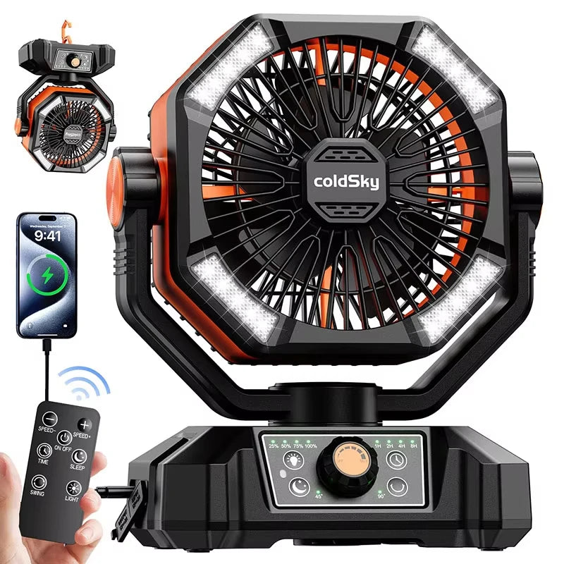 ColdSky Camping Fan with 20000mAh Battery and LED Lanterns